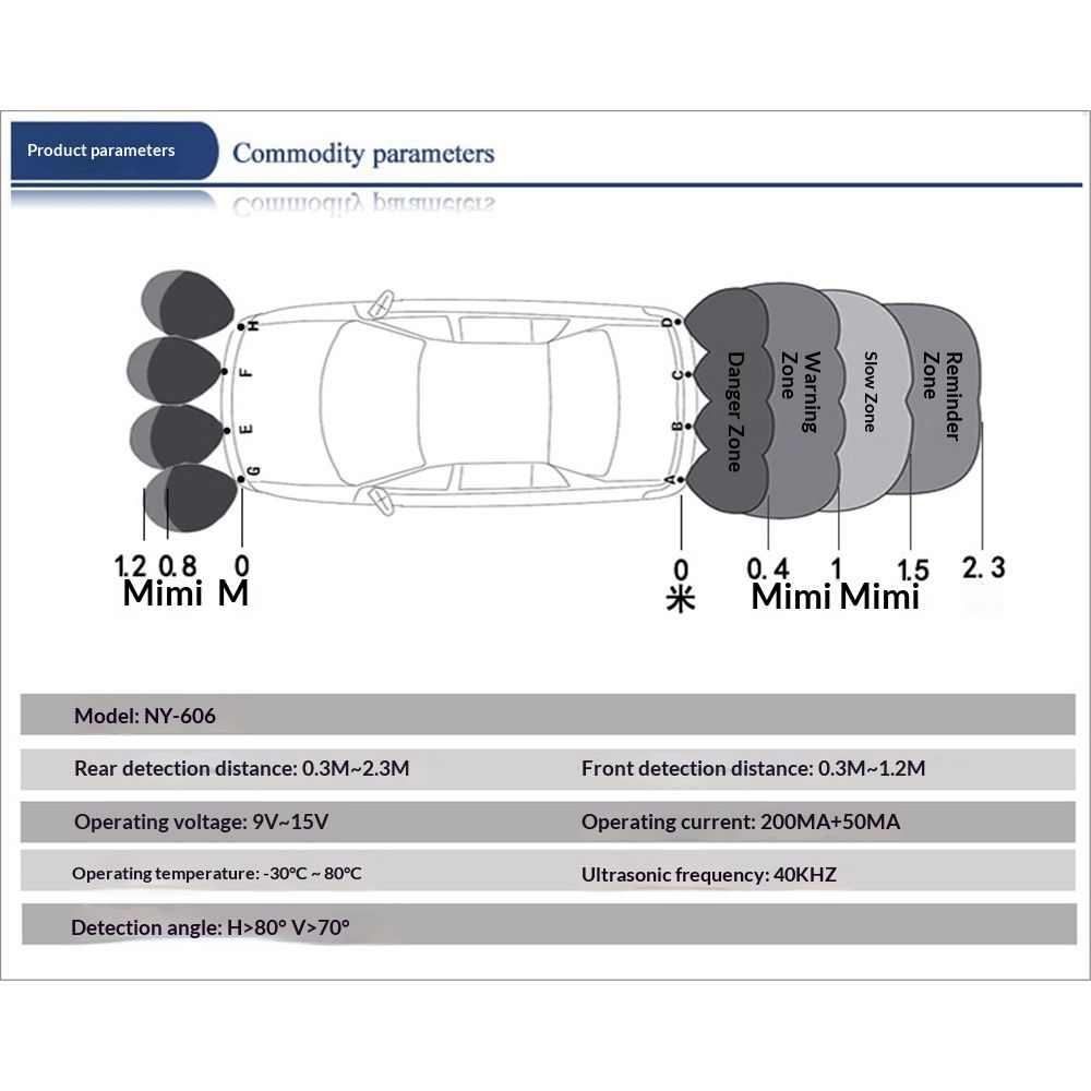 Backup Parktronic System Car Auto Vehicle Reverse with 8 Parking Sensors kit Distance Detection LCD Distance V1192-AZ-W-0025