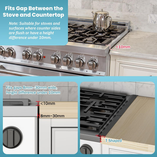 2PCS Kitchen Stove Counter Gap Covers, Stainless Steel Stove Gap Guard, Cooktop Trim Kit, Stove Gap Guards, V1192-AZ-W-0145