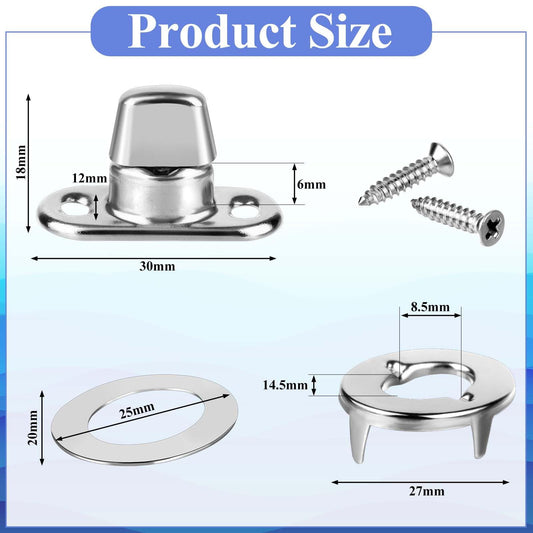 30 Piece Set Grade Twist Lock Fasteners Turn Button Eyelet and Stud, Mounting Screws for Canvas Marine V1192-AZ-W-0172