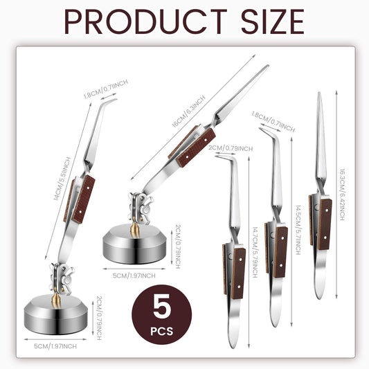 5 Pcs Soldering Tweezers Set 3 Pcs Cross Lock Solder Tweezer 2 Pcs Jewelry Third Hand Tools with Base 360 V1192-AZ-W-0180