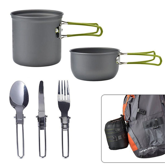 Camping Cookware Set Portable Camping Mess Kit Cooking Set Camping Cooking Set Outdoor with Stove Spoon Fork V1192-AZ-W-0218