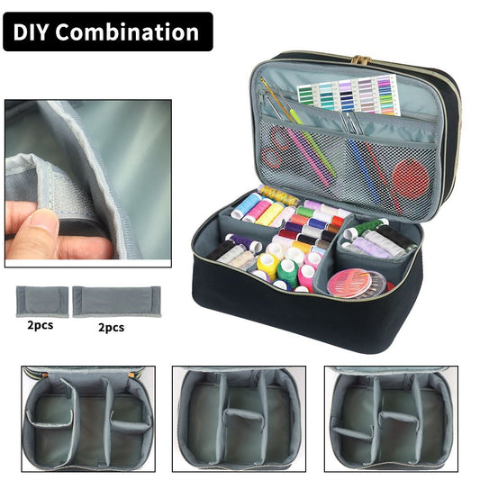 Double-Layer Sewing Bag Accessories Organizer, Large Sewing Supplies Storage for Tools Kit, Thread, Needles, V1192-AZ-W-0243