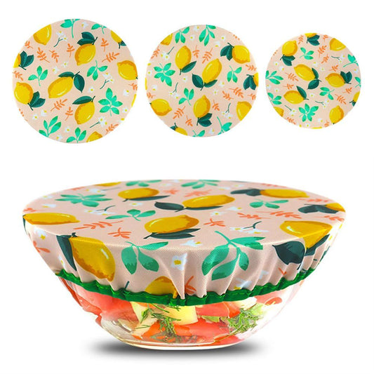 Reusable Cloth Bowl Cover Collection Machine Washable, with Elastic Stretch for Food Storage, V1192-AZ-W-0244