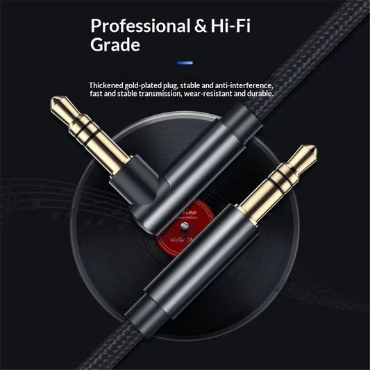 Instrument Cable 10 feet 2-Pack, Straight-to-Right Angle 3.5mm Male Stereo Audio Cord, Balanced Interconnect V1192-AZ-W-0271