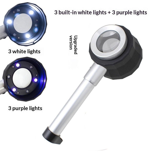 45X Handheld Magnifier with 6 Light, Jeweler Loupes Lighted Magnifying Glass-for Seniors Reading Coins Crafts V1192-AZ-W-0274