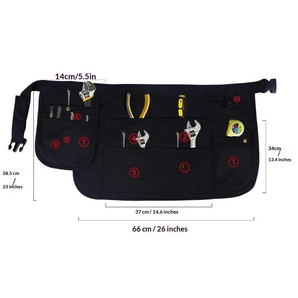 Tool Apron Half Canvas Apron With Muti-Pockets for Home Garden Painting Crafting Woodworking black(Only apron) V1192-AZ-W-0313