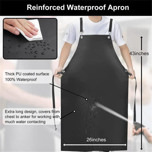 Waterproof Rubber Apron, Anti-Tear Heavy Duty Vinyl Adjustable Thicker Cross Back Dishwasher Apron for V1192-AZ-W-0342