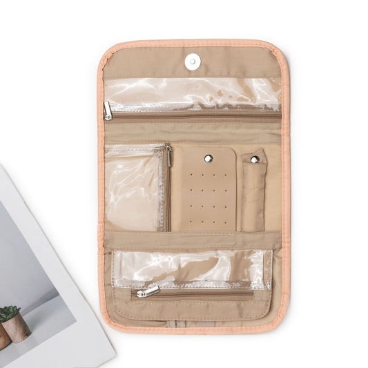 Travel Jewelry Case Organizer, Medium Foldable Storage Roll for Earrings, Necklaces, Rings, Bracelets, V1192-AZ-W-0373
