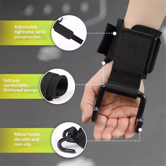 Weight Lifting Hooks (Pair), Wrist Strap Hooks for Weightlifting, Adjustable Men and Women Gym Lifting Straps V1192-AZ-W-0442