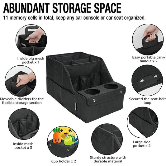 Car Seat Organizer- Backseat Car Organizer with 11 Storages Compartments and 2 Cup Holders, Organizers and V1192-AZ-W-0448