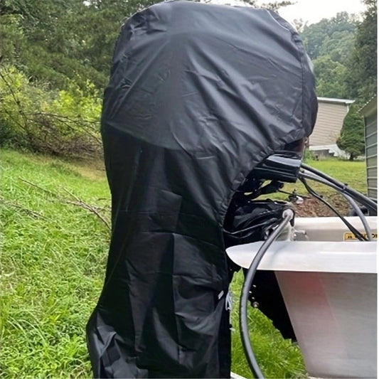Outboard Motor Covers, Trailerable Full Boat Engine Cover Waterproof Heavy Duty Oxford Fabric with Zipper, V1192-AZ-W-0458