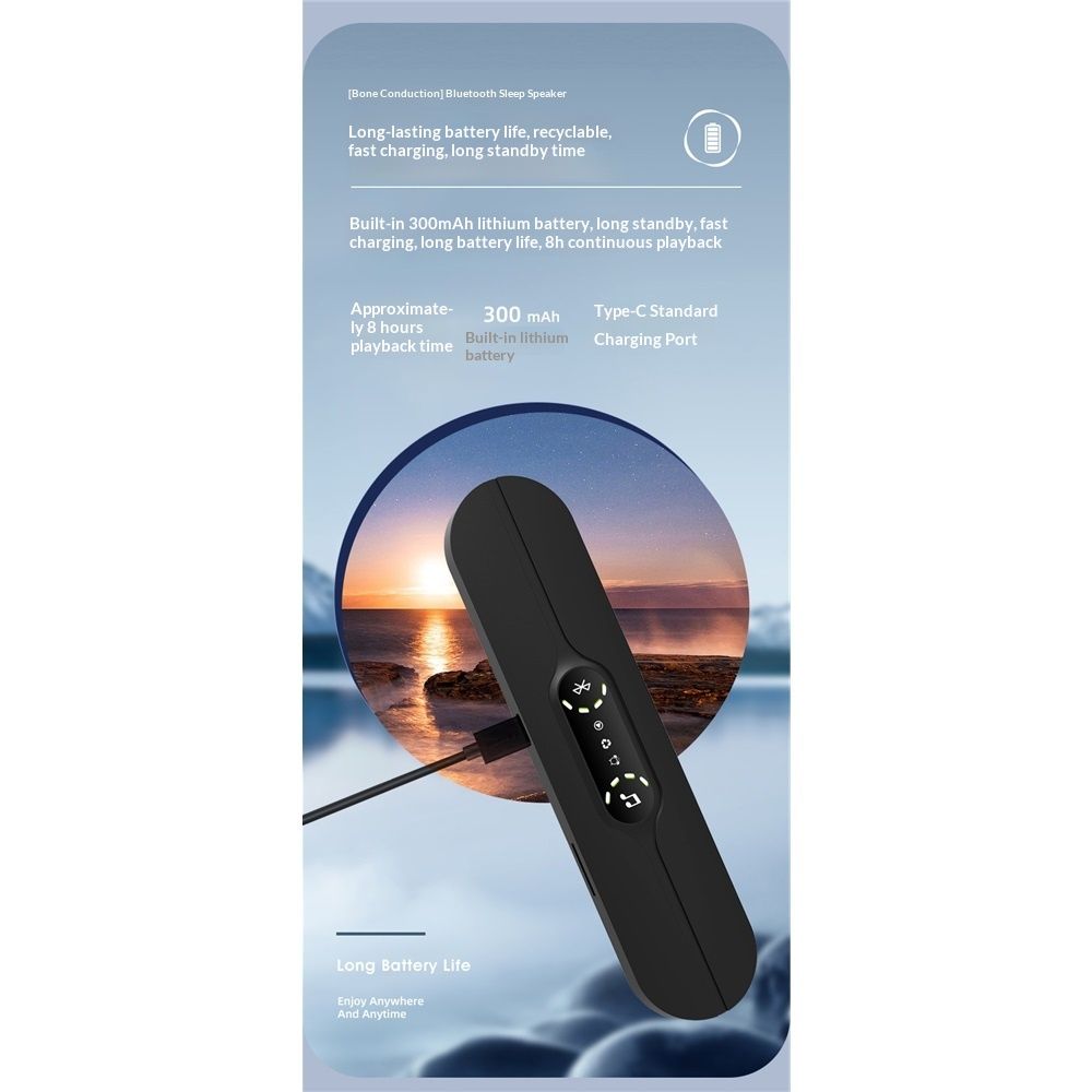 Pillow Speaker for Sleeping, Mini Bone Conduction Portable Sleep Aid with Stereo Bass, Bluetooth Sleep Bar V1192-AZ-W-0470