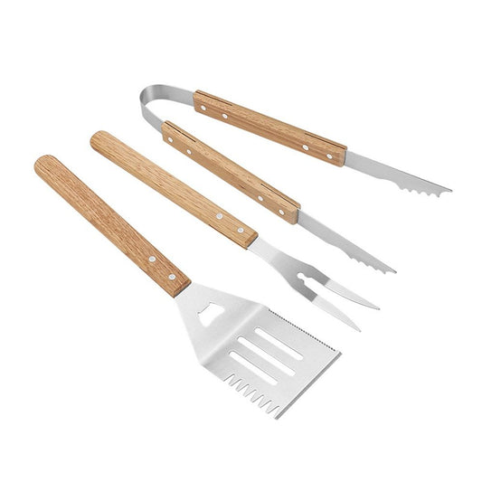 Wooded BBQ Accessories Grilling Tools,Stainless Steel BBQ Tools Grill Tools Set for Cooking, Backyard V1192-AZ-W-0485