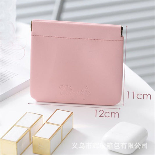 12 Pcs Pocket Cosmetic Bag Waterproof No Zipper Self Closing Makeup Bag PU Leather Cosmetic Pouch Cute Purse V1192-AZ-W-0487