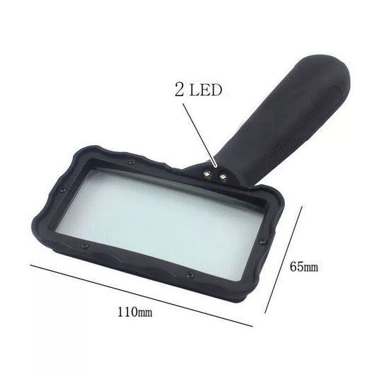 3X Hand-held Rectangular Magnifying Glass, LED Light Magnifier, Reading Magnifying Glass for Seniors, Low V1192-AZ-W-0492