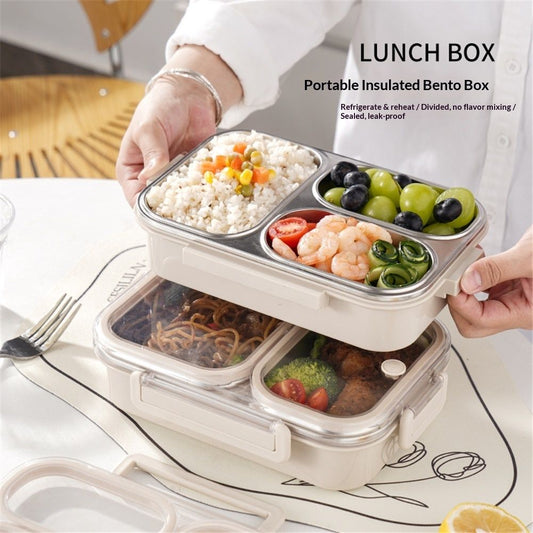 Stainless Steel Lunch Box for Kids & Adults Leakproof 3 Compartment Metal Lunch Container - 18/8 Stainless V1192-AZ-W-0498