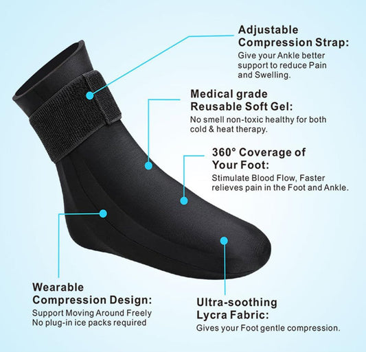 Reusable Gel Cold Therapy Sock for Hot & Cold Therapy, Ankle Foot Ice Pack Wrap for Injuries, Instant Pain V1192-AZ-W-0517