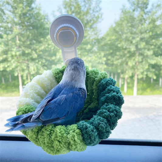 Portable Suction Cup Bird Perch Nest for Travel Car Window Glass, Warm Bird Sleeping hut Snuggle Bed for cage V1192-AZ-W-0525