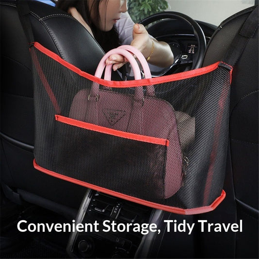 2 pack Car Net Pocket Handbag Holder,Car Backseat Organizer,Rear Seat Pet Kid Guardrail,Driver Storage Mesh V1192-AZ-W-0553