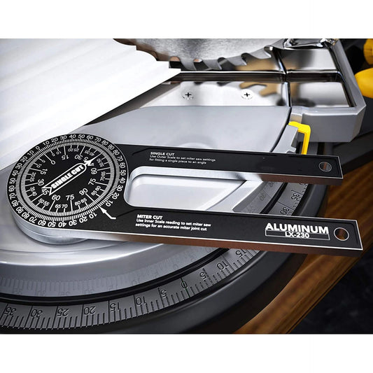 Aluminum Miter Saw Protractor | 7.3-Inch Rust Proof Angle Finder Featuring Precision Laser Engraved Scales V1192-AZ-W-0559
