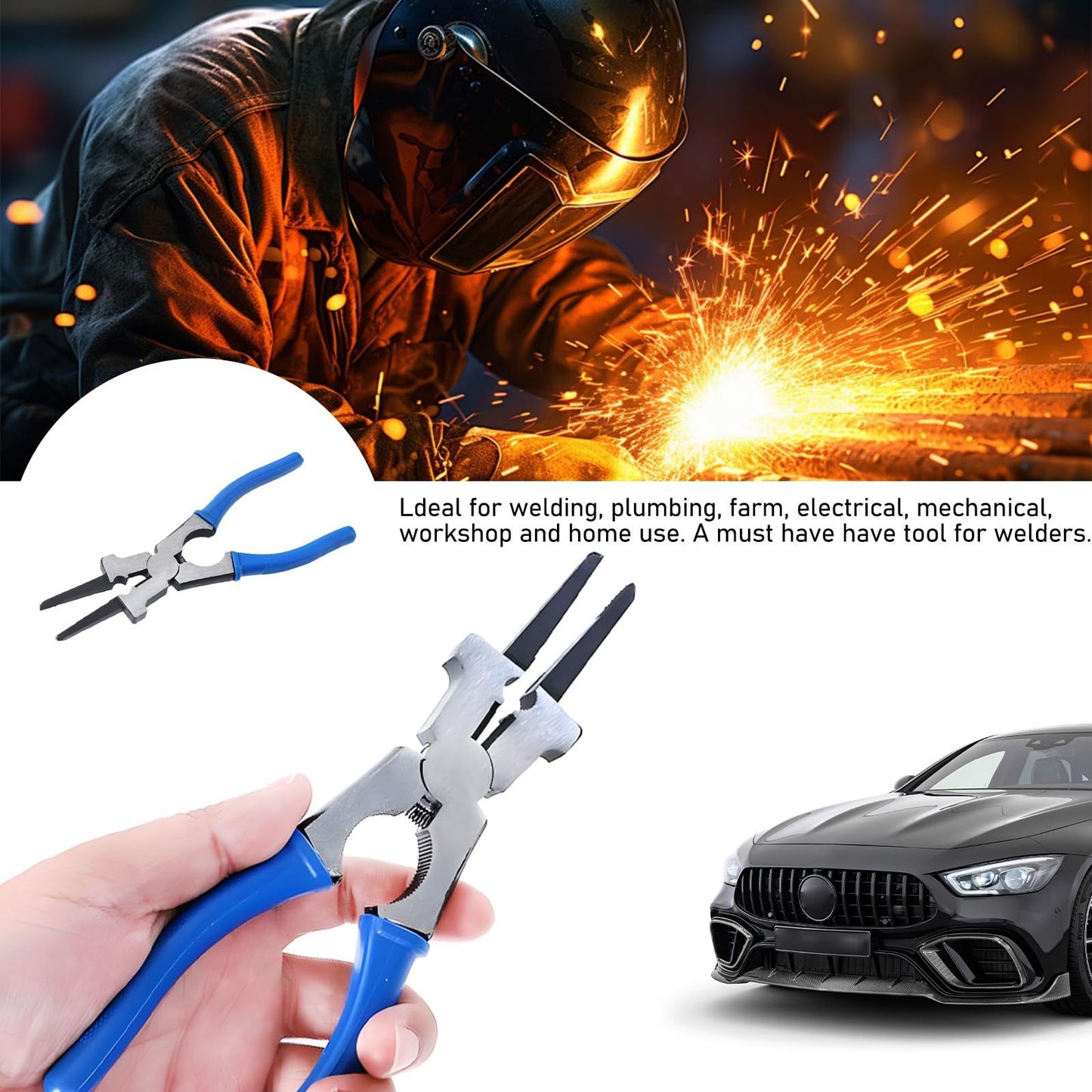 Professional Multi-Functional 8" Anti-Rust Welding Pliers - Reliable and Durable, Non-slip Wire Cutting V1192-AZ-W-0569