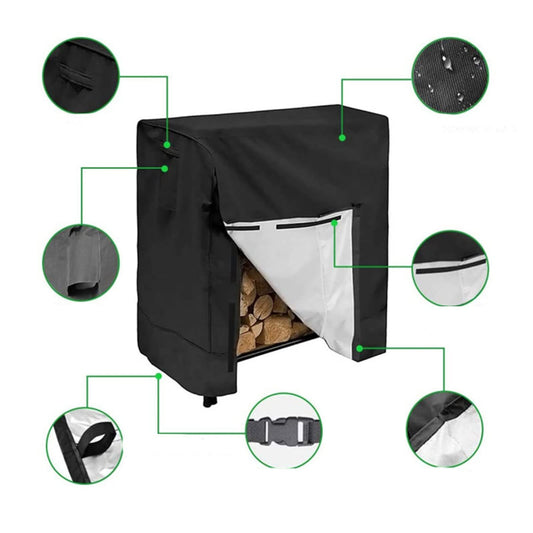 Long-Lasting Waterproof Firewood Rack Cover, Snowproof & Dustproof Protection, 210D Oxford Cloth, for Outdoor V1192-AZ-W-0676