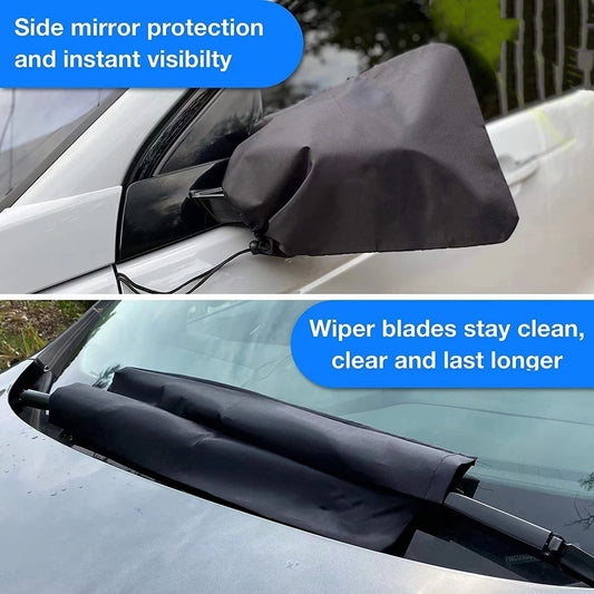 5 pack Side View Mirror Cover with Wiper Cover | Winter Protection Cover for Snow and Ice | Universal Fit for V1192-AZ-W-0699