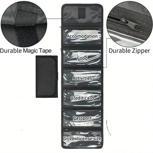 Money organizer for cash 6 slots money holder with blank card, Cash holder wallet organizer for Budgeting, V1192-AZ-W-0750