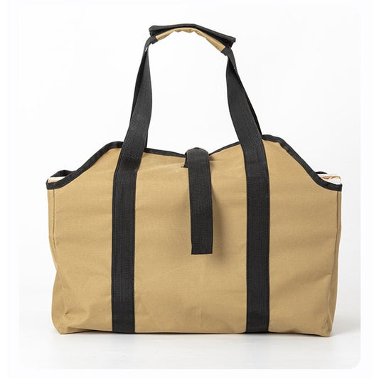 Firewood Carrier Bag Waxed Canvas Waterproof Extra Large Log Carrier Holder Freestanding Tote Bag for V1192-AZ-W-0753