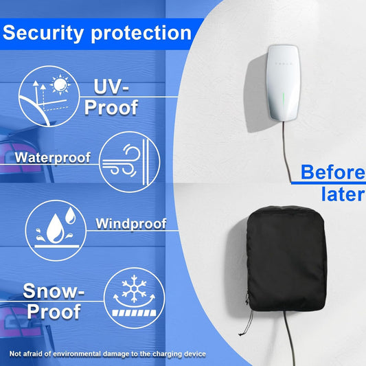 EV Charger Cover for Wall Connector Level 2, Charging Station Cover with Adjustable Zipper, Sun UV Snow V1192-AZ-W-0810