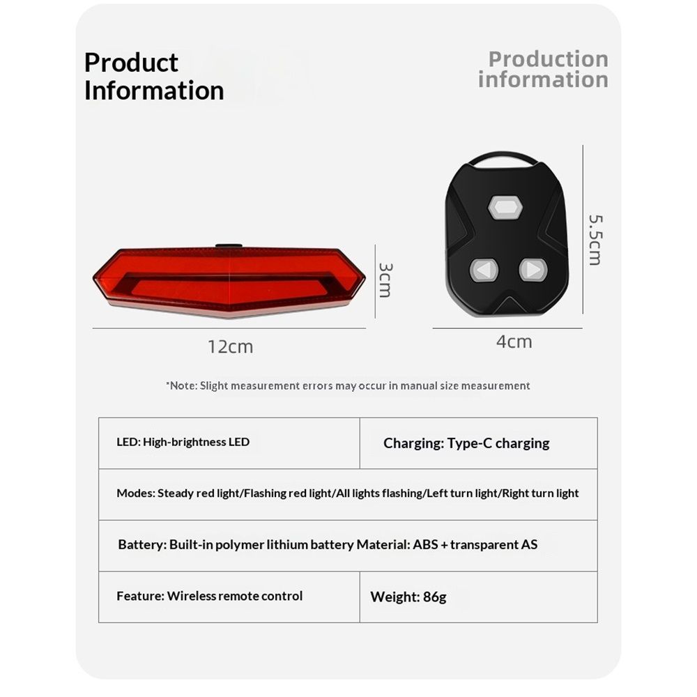Rear Bike Light Powerful & Rechargeable - Waterproof, Multiple Modes, Quick Release Mounts, Bicycle Lights V1192-AZ-W-0816