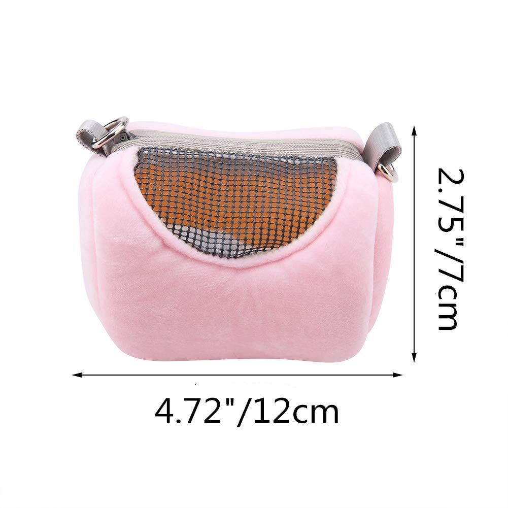 Dwarf Hamster Carrier Bag Portable Cylinder Warm Outdoor Bag with Adjustable Single Shoulder Strap (Pink) V1192-AZ-W-0827