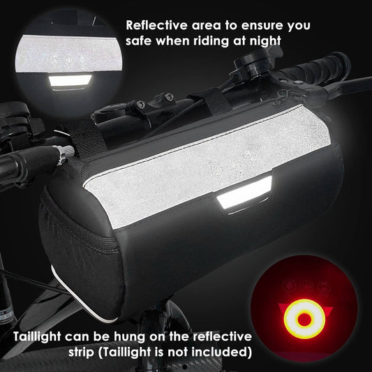 Bike Handlebar Bag Waterproof - Bicycle Handlebar Roll Bag with Large Reflective Area, Bike Front Pouch with V1192-AZ-W-0845