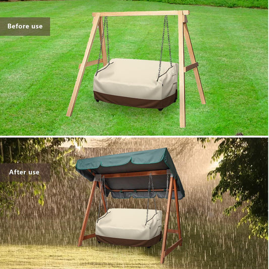 Porch Swing Cover, 56x32x25 Inches, Outdoor Swing Cover Waterproof for Patio Garden Furniture, Patio Swing V1192-AZ-W-0907