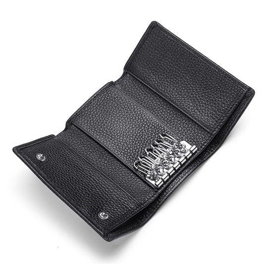 Cowhide Key Holder - Car Key Loop Wallet Slim Keychain Pouch - Practical Key Organizer for Men & Women (black) V1192-AZ-W-0991