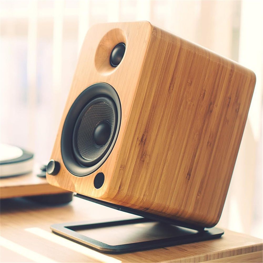 Tilted Desktop Speaker Stands for Medium Bookshelf Speakers & Mid-Studio Monitors | Damping Foam Padding | V1192-AZ-W-1017
