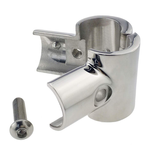 Heavy Duty Boat Hand Rail Fitting- Polished 90 Degree T/Tee Hinged/Split Fitting 1" Tube 316 Stainless Steel V1192-AZ-W-1024