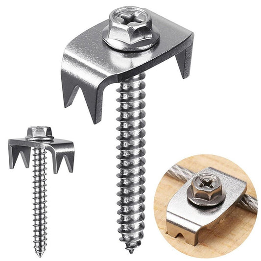Fence Staples, 304 Stainless Steel Fence Nails for Softwood, Reusable Wire Fence Staples Screws for Mesh and V1192-AZ-W-1045