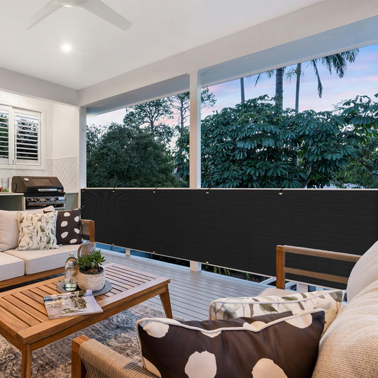 Balcony Privacy Screen Fence Cover 3'x10', Shade Mesh Fabric with Cable Ties, 90% Visibility Block, UV & Wind V1192-AZ-W-1063