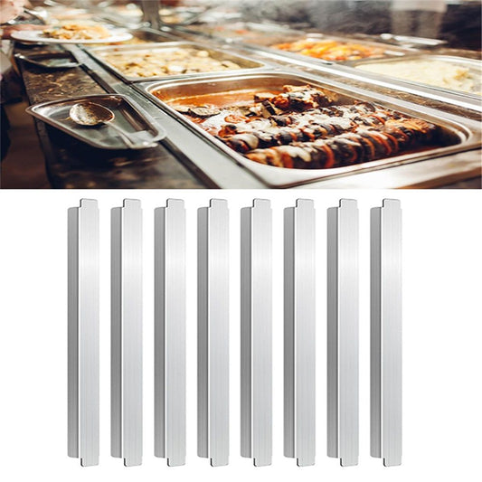 8Pcs 12 Inch Stainless Steel Adaptor Bar Table Adapter Bar Long Divider Metal Food Divider for Restaurant V1192-AZ-W-1083