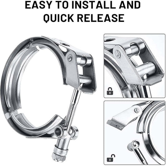3.0 Inch V Band Clamp for Flange Kit Stainless Steel (with flanges) 304 Stainless Steel, for Turbo Exhaust V1192-AZ-W-1086