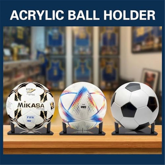 Ball Display Stand with Anti-Slip Mat, 1.3inch Pegs Acrylic Sleek Holder for Different Size Basketball, V1192-AZ-W-1095