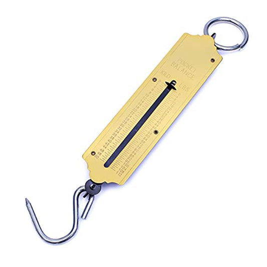 Pocket Spring Balance | max. 50 kg Fishing Scale with Hook Portable Mechanical Luggage Scale Weight Scale V1192-AZ-W-1098