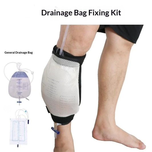 Leg Bag Mesh Holder with Pocket for Urine Collection Bags Nephrostomy Foley Urinary Catheter Stabilization V1192-AZ-W-1103