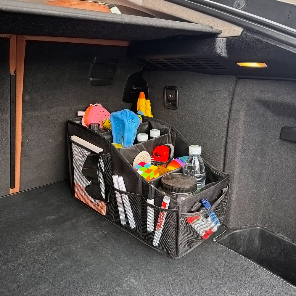 Car Seat Organizer Backseat Car Organizer with 4 Compartments, 4 Cup Holders and 7 Mesh Pockets for Front and V1192-AZ-W-1119