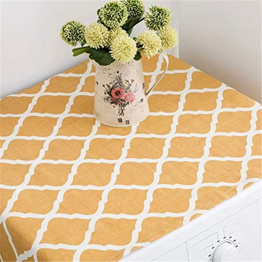 Washing Machine Organizer, Pattern with Effect Ornamental Antique Feminine Design, Anti-slip Fabric Top Cover V1192-AZ-W-1128