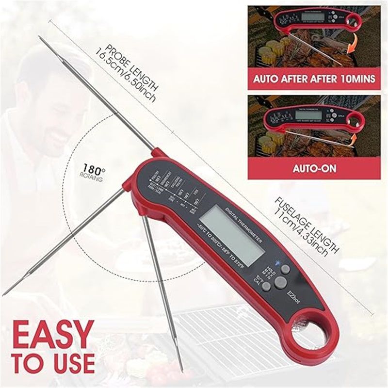 Meat Thermometer Digital for Cooking Food. Waterproof & Instant Read for Kitchen Baking, BBQ. with Foldable V1192-AZ-W-2516