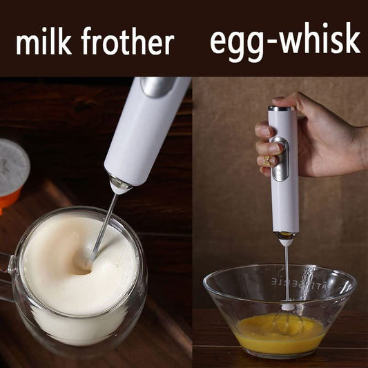 Milk Frother Handheld, Rechargeable Coffee Frother Wand with 2 Stainless Whisks 3 Speeds, Drink Mixer, V1192-AZ-W-2528