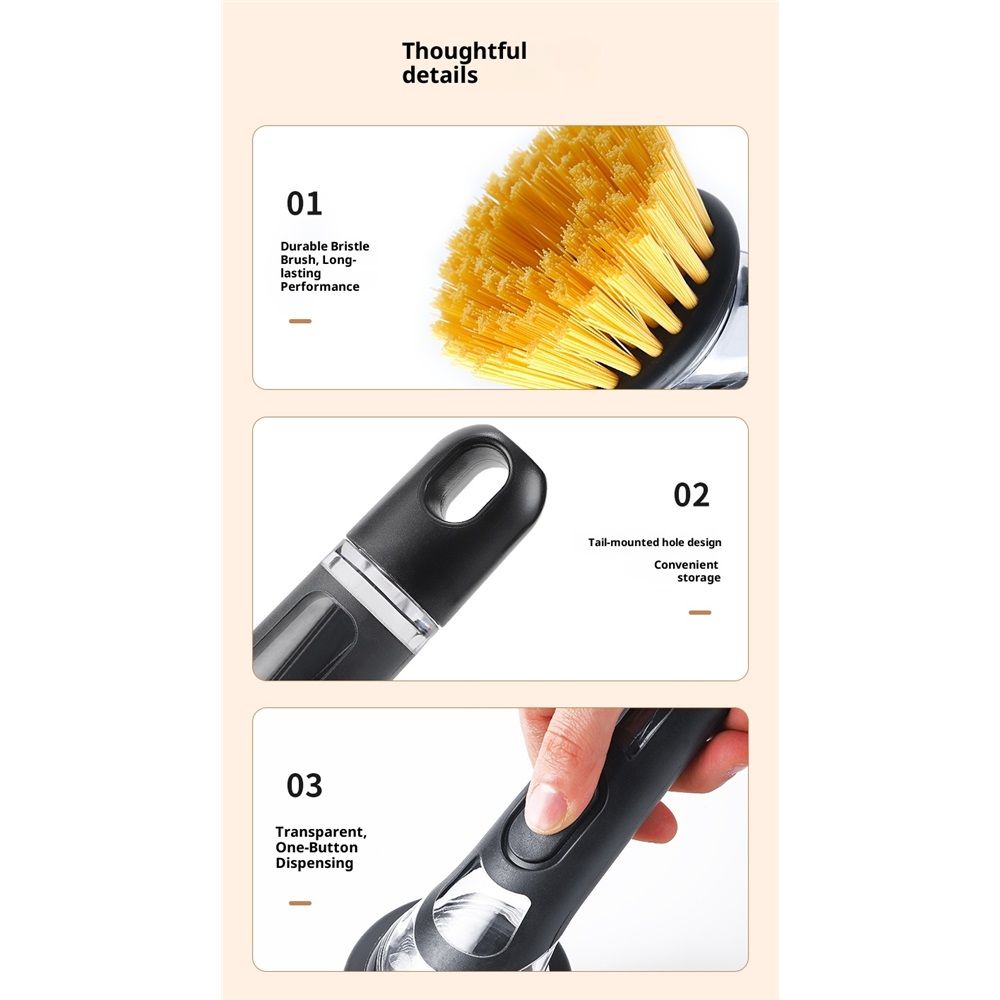 Refillable Soap-Dispensing Dish Brush with Replacement Head, for Pot Pan Sink Cleaning Dish Scrubber Brush V1192-AZ-W-2540
