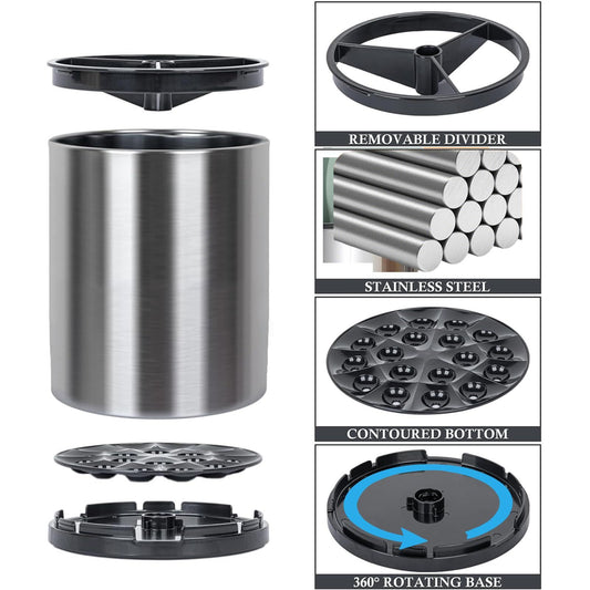 Kitchen Utensil Holder Extra Large 360 degreesRotating For Counter Organizer Stainless Steel Storage Cooking V1192-AZ-W-2541